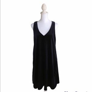 EVERLY midi dress blue navy with sparkling dots no sleeve women size M